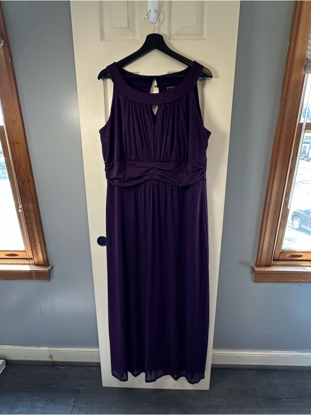 Enfocus Studio Deep Purple Sleeveless Sparkle Maxi Dress